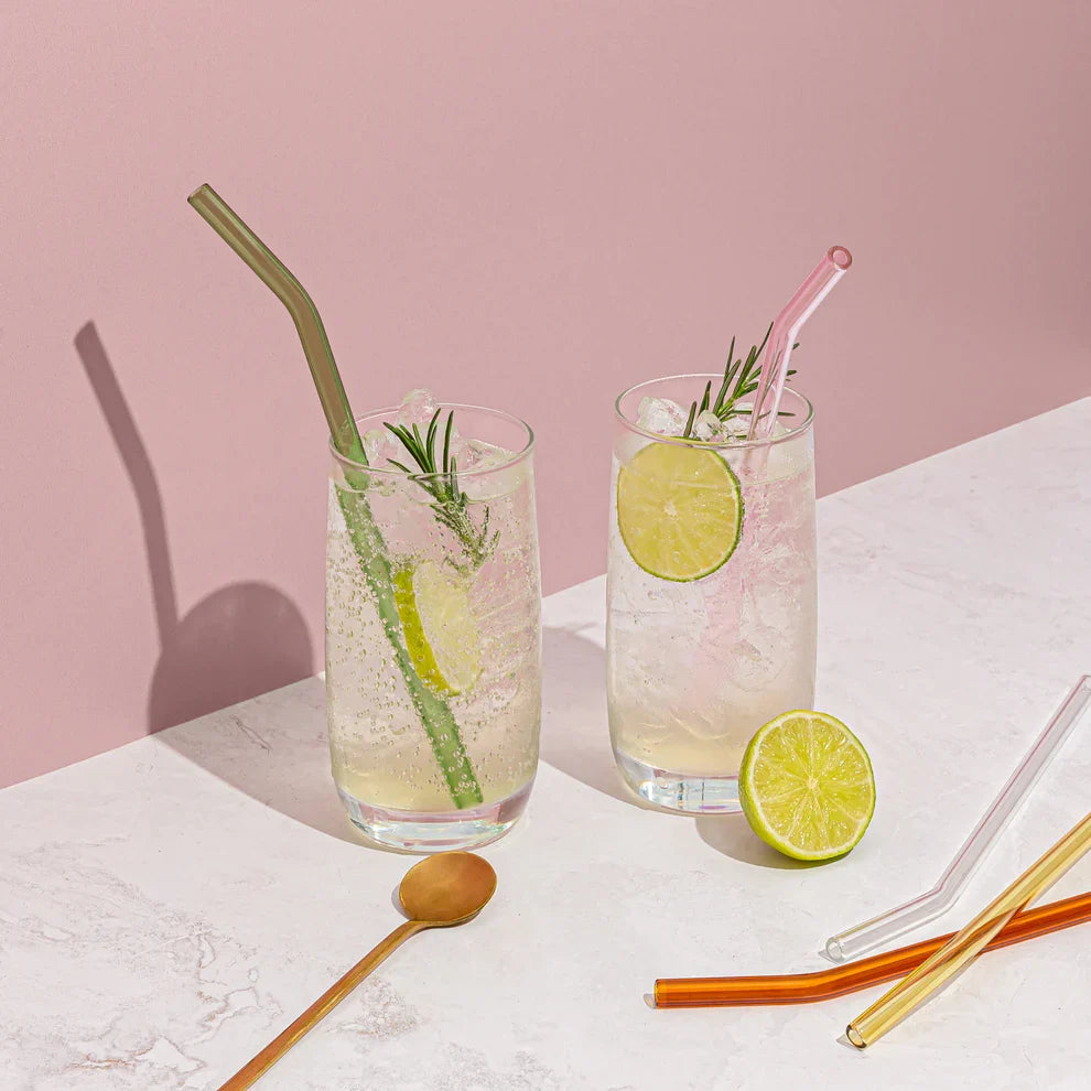 Sucker Reusable Glass Drinking Straws – 6 Pack